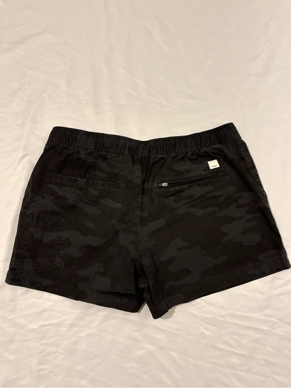 Women’s Vuori Black Camo Hybrid Shorts with White Drawstring - Picture 2 of 5